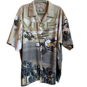 VTG Y2K Avirex Eagle Graphic Button Up Men XL Military Streetwear All Over Print